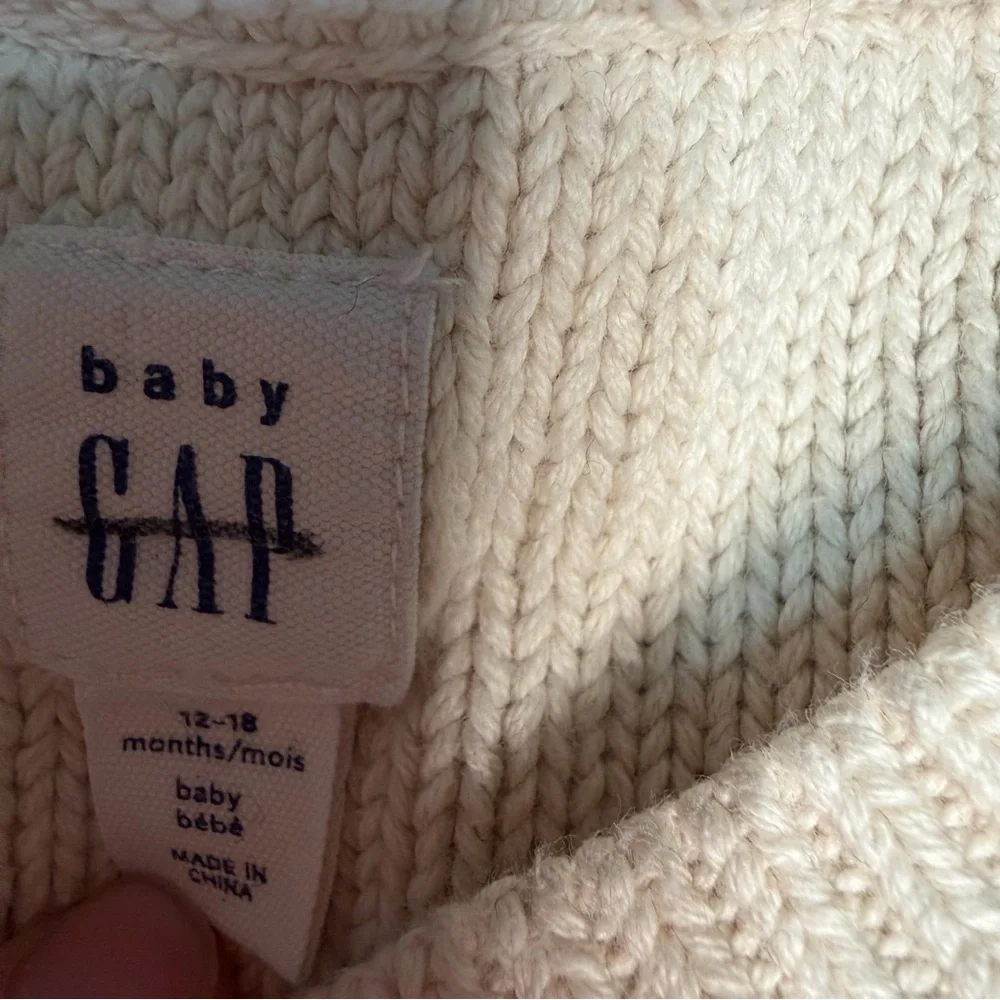 Baby GAP 12-18‎ Months Fisherman Sweater Cable Knit Button Collar Cotton